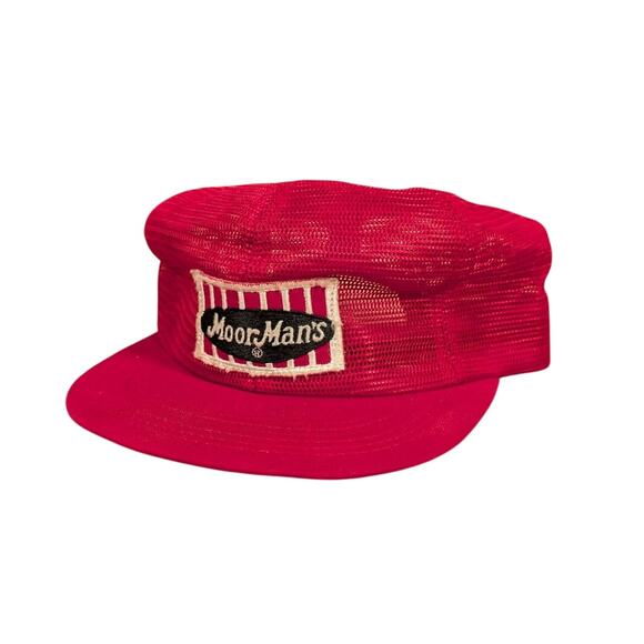 Vintage 80s MoorMan’s Feed Hat K-Brand Red Mesh Snapback Trucker Cap Farm Supply - Picture 1 of 8